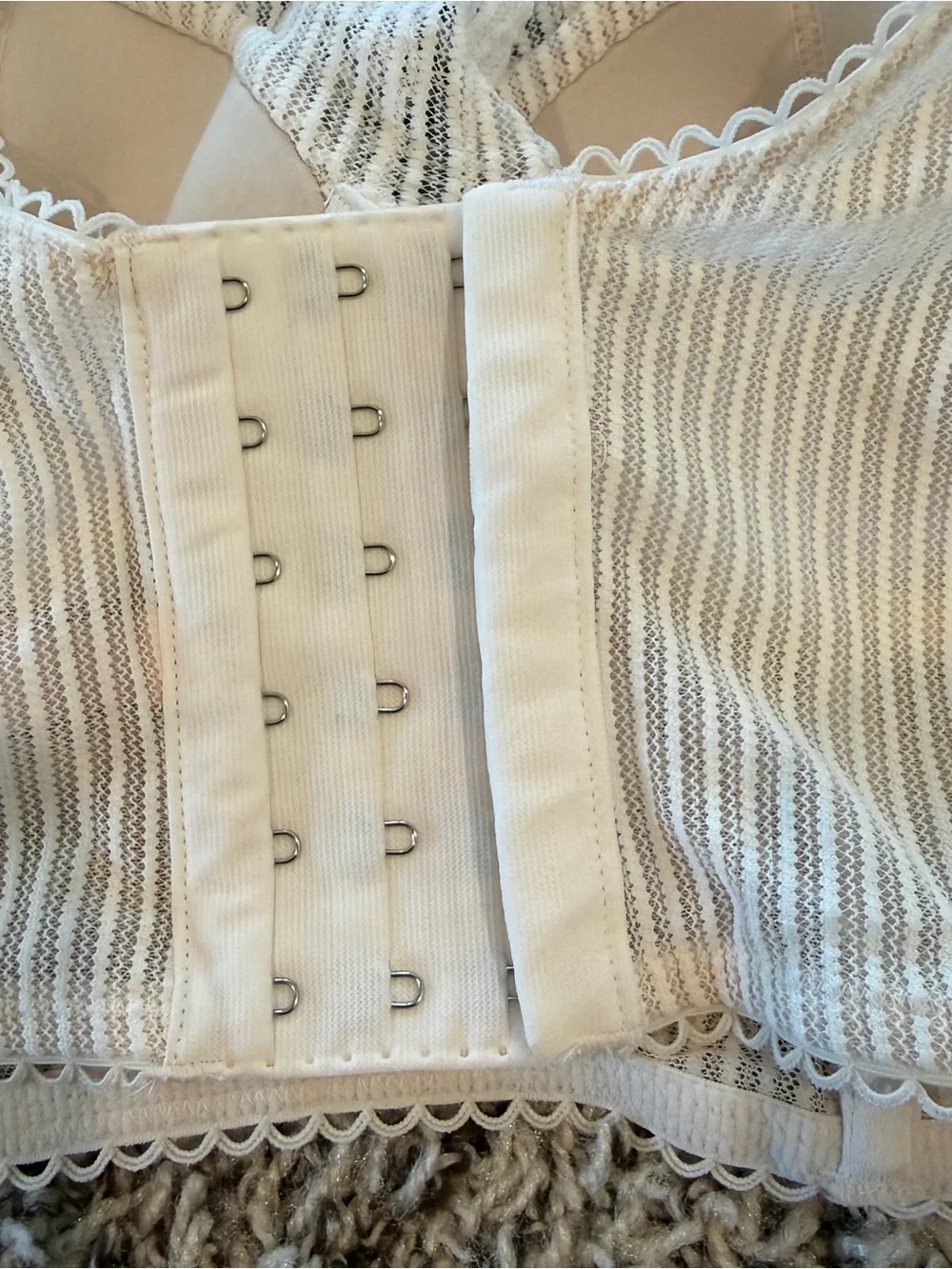NWOT Victoria’s Secret Dream Angels Floral Lace Striped Mesh White Bra Top 32D - Picture 10 of 13